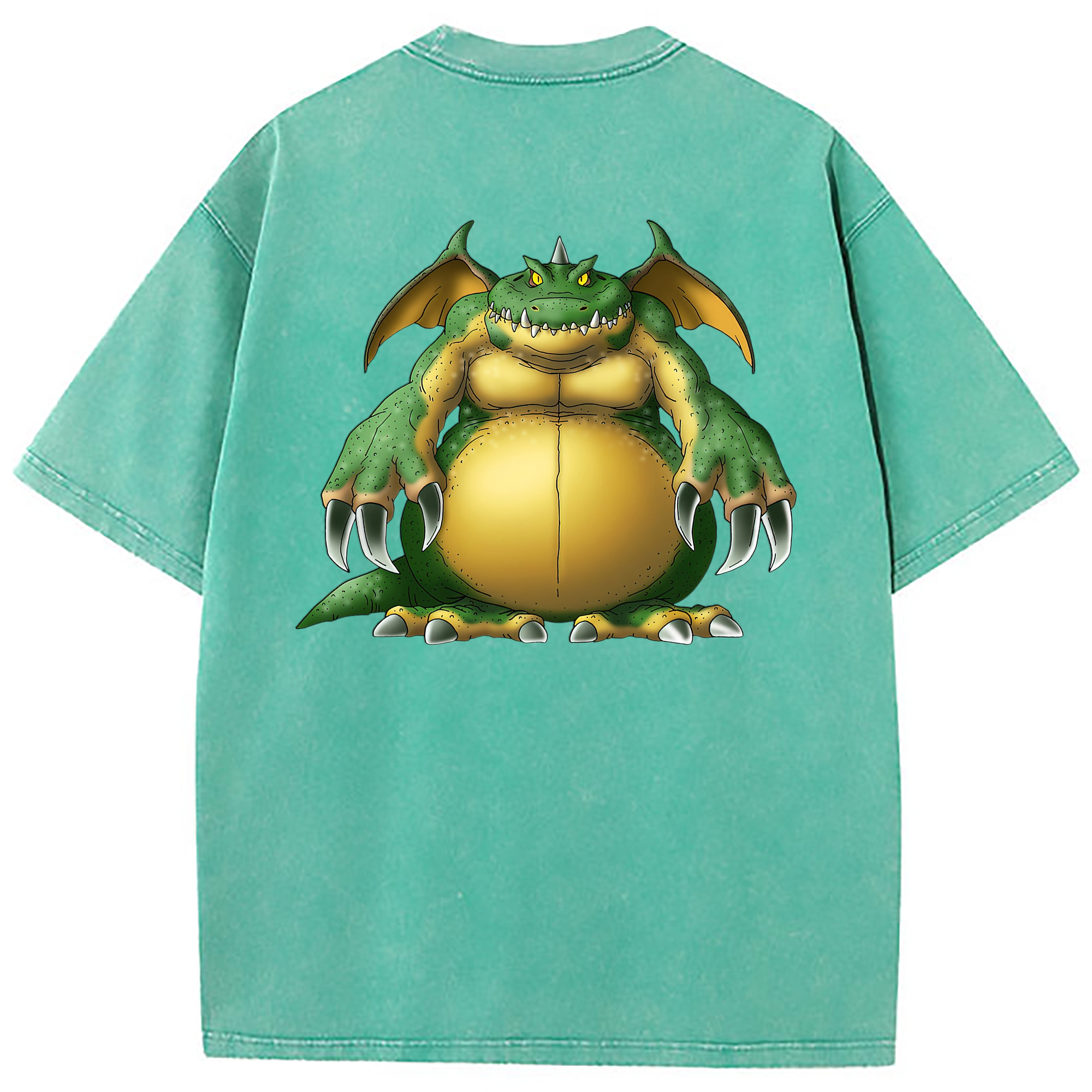 （画像用） ドラゴンクエスト Doragon Kuesuto Dragon Quest 綿100% ヴィンテージ風 半袖Tシャツ（背面プリント）